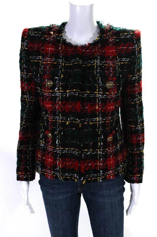 Balmain Womens Tweed Hook Closure Jacket Multi Colored