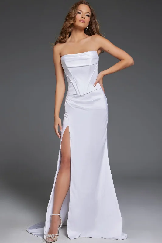 Jovani 42355 Long Fitted Simple Wedding Dress