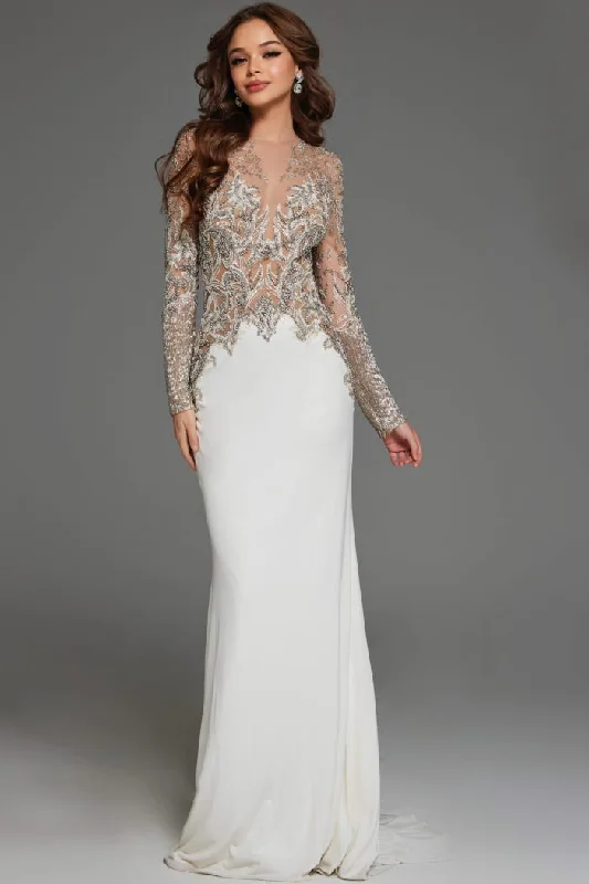 Jovani 88983 Long Beaded Wedding Dress