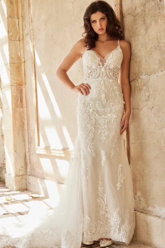 Jovani JB37532 Long Beaded Lace Bridal Wedding Dress