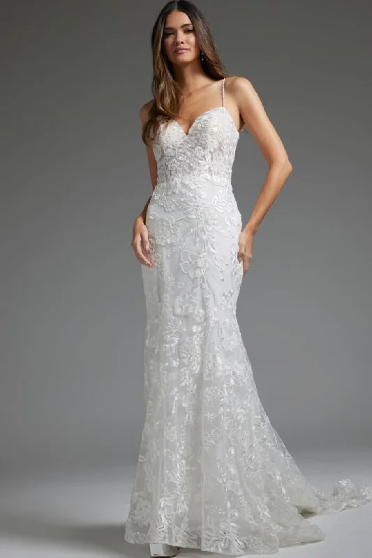 Jovani JB37538 Bridal Gown Floral Mermaid Long Wedding Dress