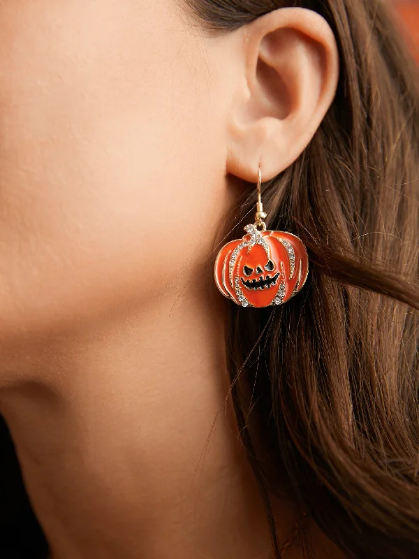 Pumpkin Zircon Dangle Earrings