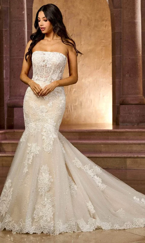 Rachel Allan RB5044 - Strapless Embroidered Trumpet Bridal Gown