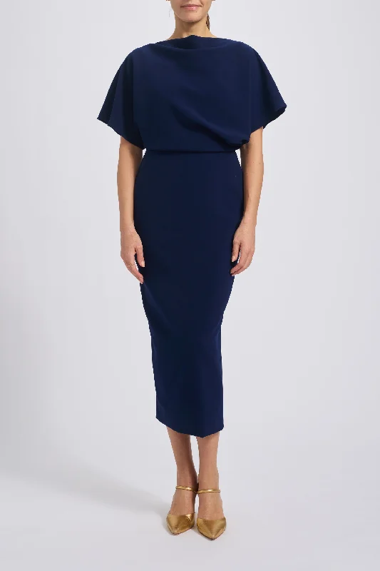 Draped Bias Midi Dress